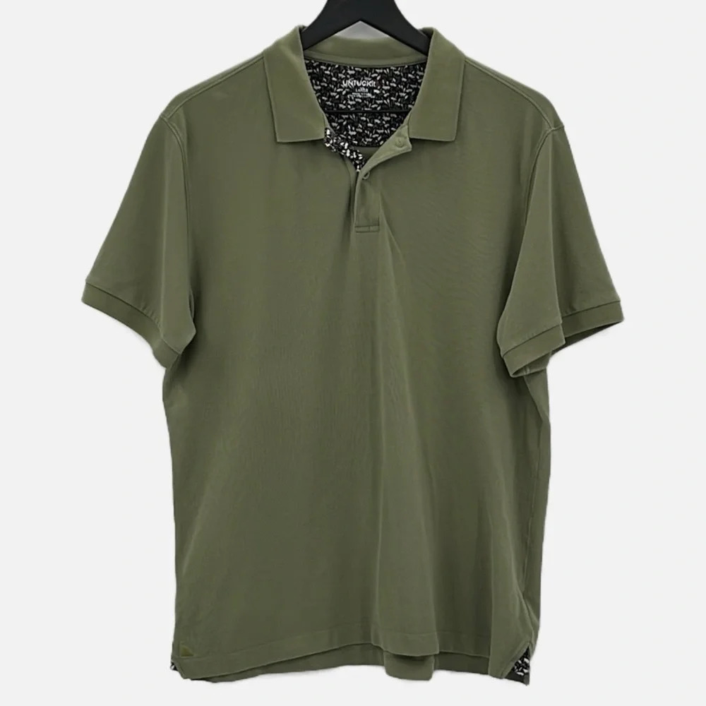 Untuckit Gondola Pima Cotton Polo Shirt With Contrast In Green  Size Large
